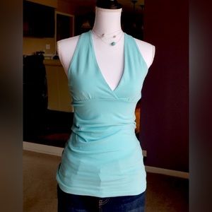 Sexy Fitted Turquoise Blue Halter Top from Paris XS